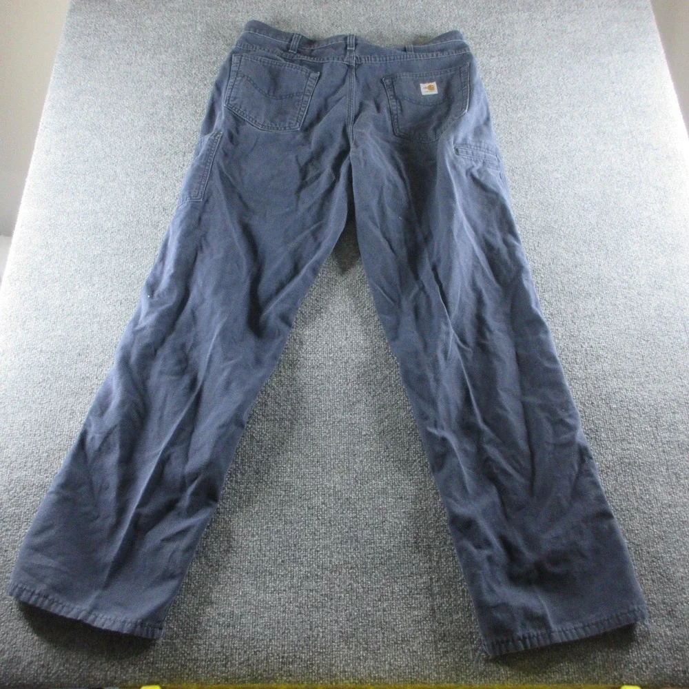 Carhartt FR Pants Mens 36x34 Blue Flame Resistant Canvas Carpenter Workwear